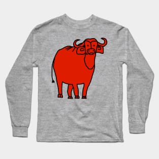 Red Ox Line Drawing Long Sleeve T-Shirt